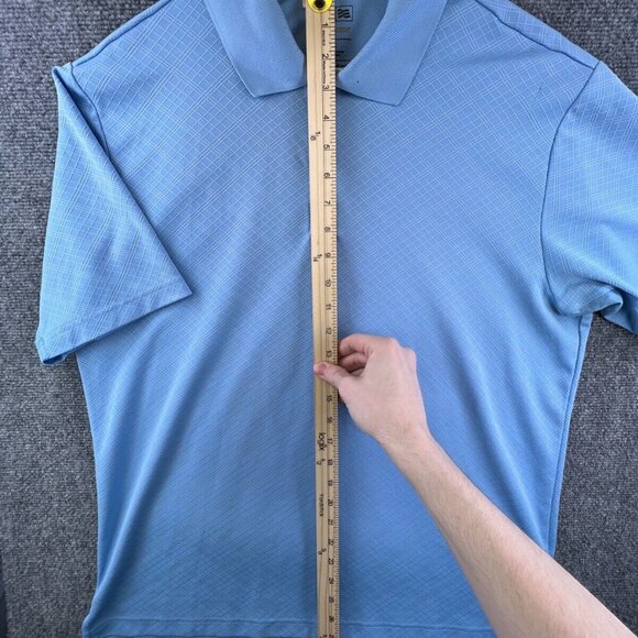 Adidas Golf Climacool Polo Shirt Short Sleeve Blue Geometric Men’s Casual Top - Picture 2 of 12